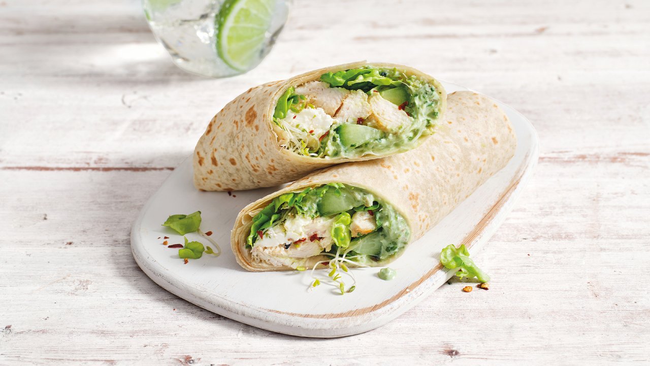 Grilled Chicken Wrap with Green Goddess Spread Helgas